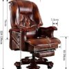 YT.JYUERI Relax Comfortably Safe Office Solid Wood Leather boss Chair，Solid Cowhide Executive Chair, boss Chair, liftable Swivel Chair, Mini Home