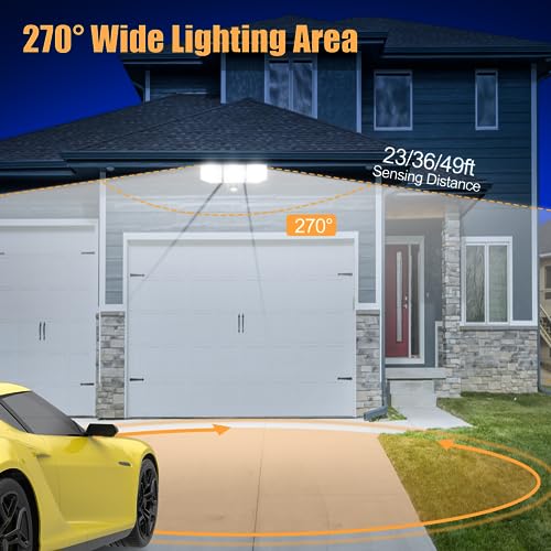 FLITI 38W Led Security Lights Outdoor Motion Sensor, 6000LM 270° Adjustable Floodlight with PIR, IP65 Waterproof Garden Outside Sensor for Garage