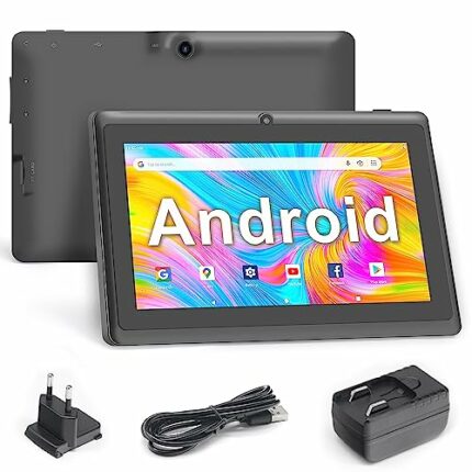 Haehne 7 Inch Tablet PC, Android 5.0 Quad Core A33, 1GB RAM 8GB ROM, Dual Cameras, Capacitive Touch Screen, Bluetooth, WiFi,Black