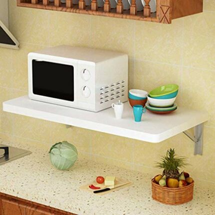 MYYINGELE Folding Wall Mounted Workbench Drop Leaf Table, for Small Spaces Desk Office Home Kitchen Solid Wood Dining Table Computer Desk for Kit