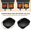 Yumuwind Air Fryer Accessories, Set of 8 for Ninja Dual Air Fryer AF300UK AF400UK & 7.6L-9.5L, Including Silicone Air Fryer Liner & Dual Air Frye