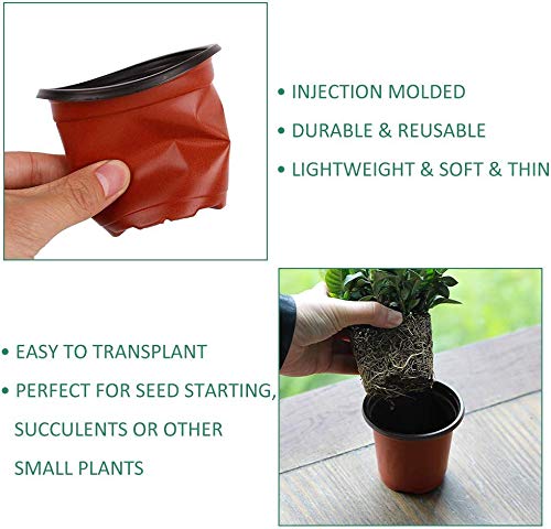 LATERN 50Pcs 15cm Plastic Plant Flower Pots Lightweight Seed Starting Pots Nursery Seedlings Pots Flower Plant Container (15 x 13cm)