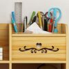 BCLGCF Wooden Desk Organizer ​With Drawer, Cabinet Door with Lock, Tabletop Bookshelf Multipurpose Shelves for Home Decor, Office, Gifts