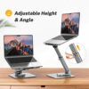 Beelta Laptop Stand for Desk, Telescopic Laptop Riser Computer Stand Adjustable Height & Angle with 360° Swivel, Foldable & Portable Laptop Stand