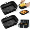 2PCS Silicone Air Fryer Liner for Ninja Dual Air Fryer ,Foldable and Reusable Air Fryer Silicone Pot Ninja Air Fryer Accessories, Heat Resistant