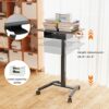 JOY worker Height Adjustable Rolling Laptop Desk with Shelf,Mobile Standing Desk,Pneumatic Mobile Laptop Table with Wheels for Couch Home Office