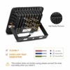 Bikuer 100W LED Floodlight Outdoor, Colour Changing Flood Lights with Remote Control, 12 RGB Colours, Timing, 4 Modes, IP66 Waterproof