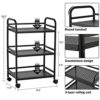 HDANI 3 Tier Rolling Cart,Heavy Duty Multifunctional Metal Frame-Supports 40 Lbs Per Tier,Rolling Cart with 2 Lockable Wheels for Office,Home,Bed