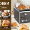 SEEDEEM 4 Slice Toaster, Stainless Steel Bread Toaster with LCD Display, 7 Shade Settings, Extra Wide Slots with Cancel/Bagel/Defrost/Reheat Func