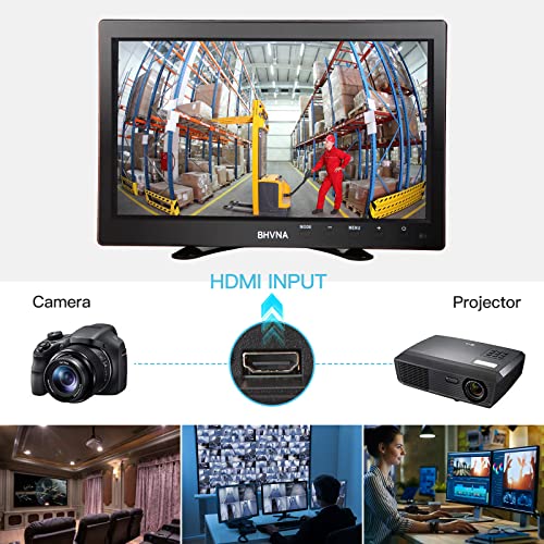 BHVNA 10.1 Inch Small Portable Monito CCTV with HDMI、VGA、AV、BNC、USB Multifunction Interface LED Screen PC Mini Monitor 1024x600 Resolution Built-