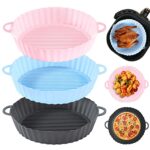 3Pcs Silicone Air Fryer Liner 8" Tower Air Fryer Liners Reusable Air Fryer Liners Basket Accessories Round Air Fryer Silicone Baking Tray, Food G