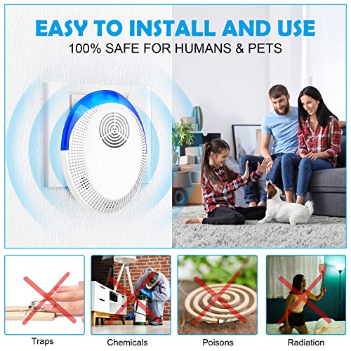 Indoor Ultrasonic Repellent Indoor Pest Controller, , 4Pack Mouse Mosquito Cockroach Insect Repellent, Suitable for Room Indoor Outdoor Warehouse