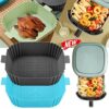 2pcs Air Fryer Liners,Silicone Air Fryer Liner,Heat Resistant Non-Stick Mats for Oven, Air Fryer Accessory for Home Kitchen (grey blue)