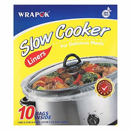WRAPOK Slow Cooker Liners Cooking Bags BPA Free for Oval or Round Pot, Large Size 13 x 21 Inch, Fits 3 to 8.5 Quarts - 1 Pack (10 Bags Total)