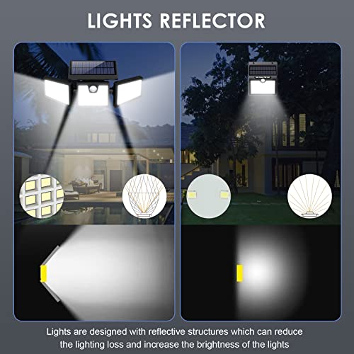 Feob Solar Lights Outdoor, 341 LED 3500LM Super Bright Solar Security Lights, PIR Motion Sensor Lights, 3 Heads Solar Flood Lights, 270° Wide Ang