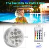 Waterproof Underwater Light, MAVIE 4 Pack Submersible LED Lights with Remote Control RGB Multicolor LED Pond Lighting Set for Vase Base, Bath Tub