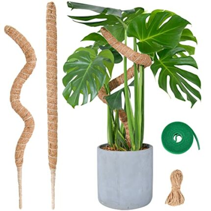 SPROUTMAVEN Bendable Moss Pole for Plants, 2 x 25 Inch Monstera Moss Pole kit for Climbing Plants Handmade Slim Plant Stakes for Indoor Plants