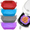 ZHONYEE 2 Pack Square Air Fryer Silicone Liners, Reusable Heat-Resistant and Food Safe Air Fryer Accessories, Easy Cleaning, Top 8.6 Inch Bottom