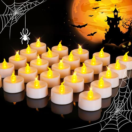 Homemory 24 Pack Warm White Battery LED Tea Lights, Lasts 3X Longer, 200Hours, Flameless Flickering Tealight Candle, Electric Fake Candle for Vot