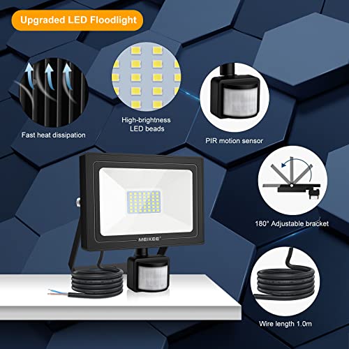 MEIKEE Security Lights with Motion Sensor 35W PIR Light Super Bright 3000 Lumen LED Sensor Flood Lights Outdoor IP66 Waterproof Daylight White Wa