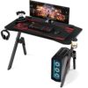 TEHONGMAI Gaming Table Ergonomic Computer Desk K-Shaped Gaming Desk with Mouse Pad, Cup Holder, Controller Stand Headphone Hook for E-Sport Racin