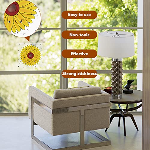 36 Pcs Window Fly Traps Indoor, Sunflower Fly Catcher Window Fly Sticker, Sticky Window Insect Trap for Indoor Use