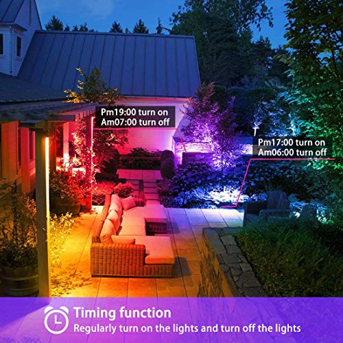 LED Floodlight Outdoor 50W 5000LM, Colour Changing Flood Lights, RGB 120 Colours and Warm White, Timing Remote Control,IP66 Waterproof UK3-Plug (