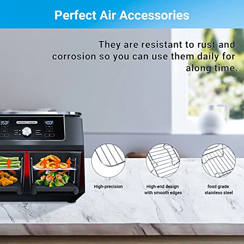 Covlongyu 2Pcs Air Fryer Rack Compatible with fit Most 3.7Qt-4.2Qt /AF300UK/AF400UK Air Fryer,Layered Dehydrator Racks Skewer Rack 304 Stainless