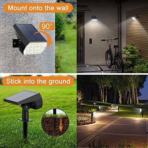 Flaow Solar Garden Lights, 52 LED Solar Spot Lights Outdoor, 6500K Cool White Solar Powered Garden Lights Waterproof, Dusk-to-Dawn, Solar Landsca