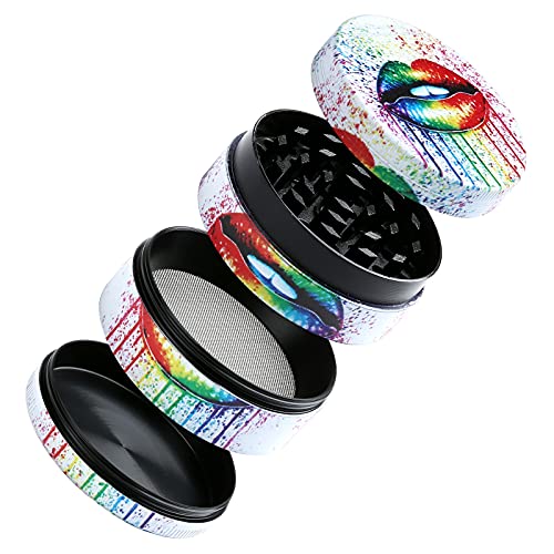 LIHAO 2 inch Grinder 4 Layer Zinc Alloy Spice Grinder - Rainbow Lip