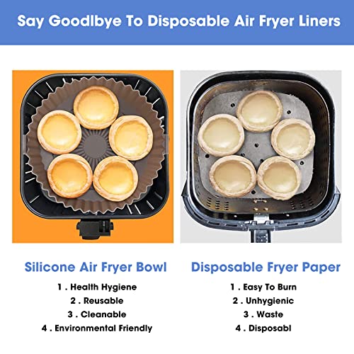 Air Fryer Silicone Liner, 2 Pack 6.5inch Reusable Silicone Air Fryer Liners,Air Fryer Accessories Heat Resistant 482°F/250°C Silicone Non-Stick B
