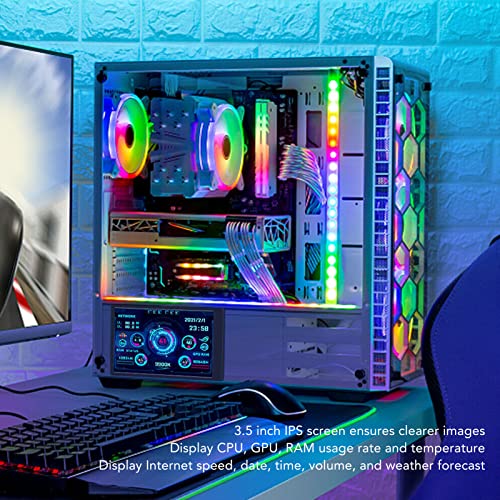 Pilipane Computer Temp Monitor, 3.5 Inch Ips Usb Mini Screen, Cpu Ram Hdd Data Monitor Computer Temperature Display Type-C Sub Screen,