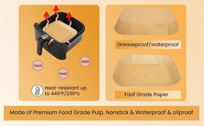 WAD 100pcs Air Fryer Liners Disposable for Ninja Dual Air Fryer, 8.7inch Rectangle Parchment Paper Liners, Air Fryer Accessories, Oil Resistant,