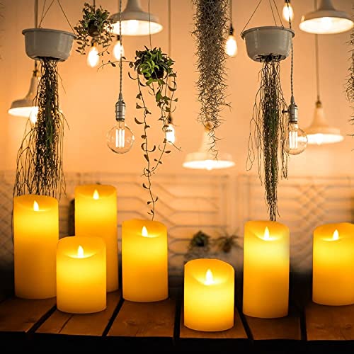 Led Candles Flameless Candles, 4"/5"/6"Set of 3 Flameless Flickering Candles Battery Operated with 24 Hour Timer and 10 Key Remote Control, Ivory