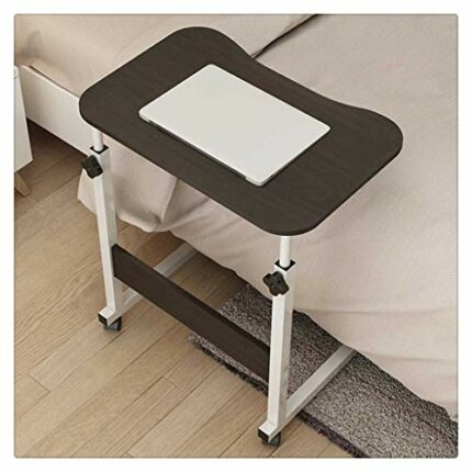N/A Adjustable Height 4 Wheel Computer Desk Beside Laptop Desk Lapdesk Portable Study PC Writing Table Bedroom Living Office (Color : Black)