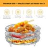Air Fryer Rack for Ninja Air Fryer, 3 Stackable Round Dehydrator Racks with Clips, Stainless Steel Air Fryer Basket Tray, Air Fryer Accessories f