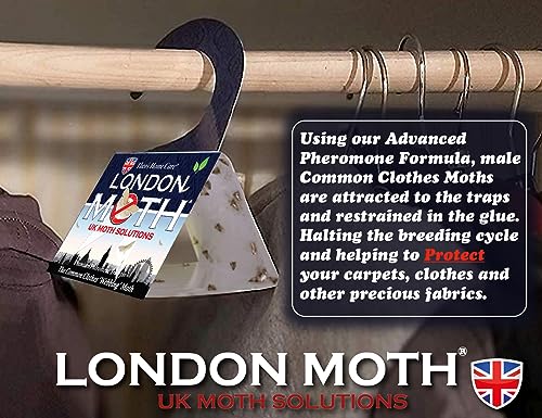 LONDON MOTH KILLER-10 Professional Pheromone Moth killers for the Common Clothes Moth, Sticky Moth Trap Repellent for Wardrobes Clothes & Carpet,