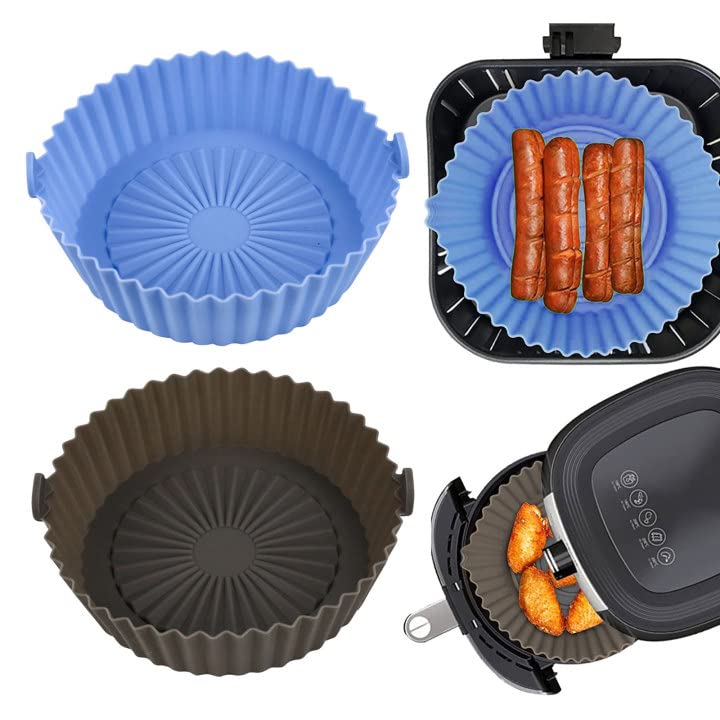 Air Fryer Silicone Liner, 2 Pack 6.5inch Reusable Silicone Air Fryer Liners,Air Fryer Accessories Heat Resistant 482°F/250°C Silicone Non-Stick B
