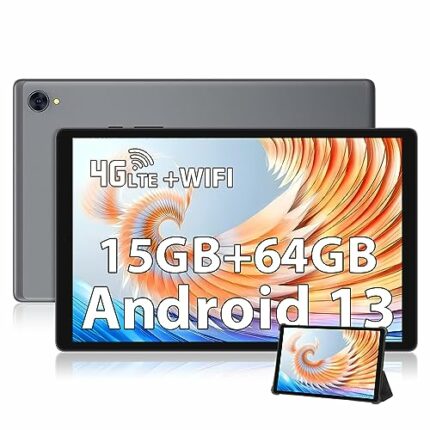 TOSCiDO Android 13 Tablet 10 Inch, 8Core 2.0Ghz,WiFi+4G LTE/SIM, 15GB RAM+64GB ROM+1TB SD Expand,1920 * 1200 FHD,13MP Dual Camera, 8000mAh,BT 5.0