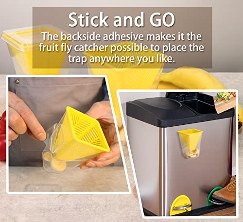 Fruit Fly Trap - 4 Pack - Non-Toxic No Baited Reusable Fruit Flies Catcher Environmentally Responsible Fruit Fly Killer Pet and People Safe