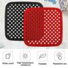 4 Pcs Reusable Air Fryer Liners, AIFUDA 8.5 inch Square Silicone Mats for Air Fryer Baking Steaming Cooking (Red+Black)