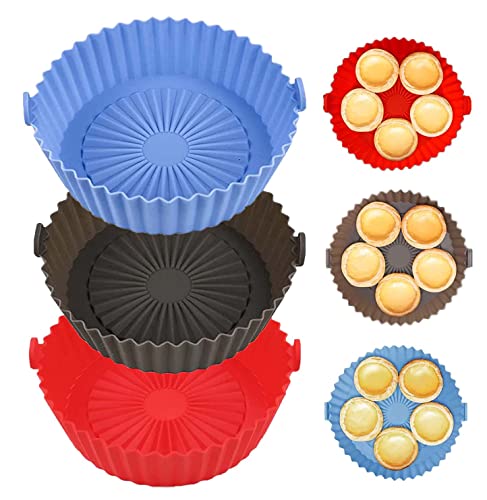 Silicone Air Fryer Liners, 3Pcs Air Fryer Liners Reusable Air Fryer Accessories Silicone Airfryer Liners Air Fryer Silicone Liner for Ninja Air F