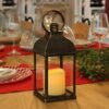 WRalwaysLX Decorative Lanterns with Flameless 9"H Candles with timer Indoor/Outdoor Lantern with hanging use 3AAA battery, Plastic with Bronze Un