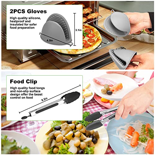 Silicone Air Fryer Liner, 7PCS Air Fryer Accessories for Ninja Dual AF400UK &Tower T17088&AF300UK, 8.46inch Reusable Air Fryer Liners & Gloves &