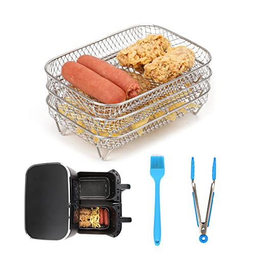 CUTIECLUB 304 Stainless Steel Air Fryer Rack for Ninja Foodi AF300UK, AF400UK & 7.6L-9.5L or Larger Dual Air fryer, Stackable Dehydrator Toast Ov
