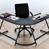 SHW Corner Home Office Desk, Walnut