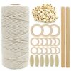 suo long Macrame Diy Plant Hanger Kit Macrame Cord 4mm Kit for Macrame Beginners with Wooden Rings Wooden Beads Large Hole Macrame Metal Rings Ma