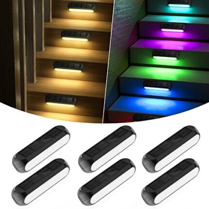 GEARLITE Solar Lights Outdoor Garden, 6 Pack Solar Fence Lights Waterproof Outdoor Wall Lights for Decoration Garden Staircase Fence Terrace Path