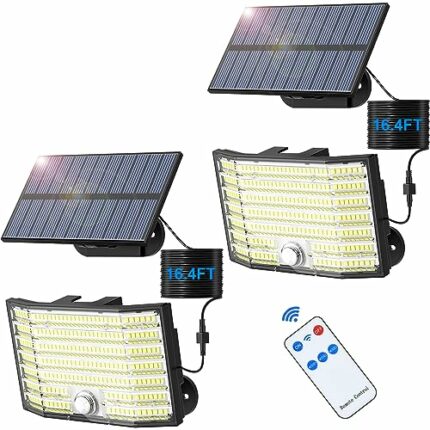 Solar Lights Outdoor, 226LED Solar Security Lights Outdoor Motion Sensor, 3 Modes Split Solar Powered Flood Lights, IP65 Waterproof with Remote &
