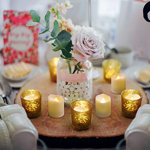 Homemory 6 PCS Rechargeable Flameless Tealights Votive Candles with Remote, Battery Tea Lights with Timer, Electric Fake Candle in Warm White (US
